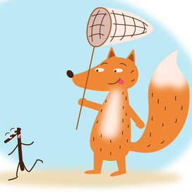 Лисенок на охоте 