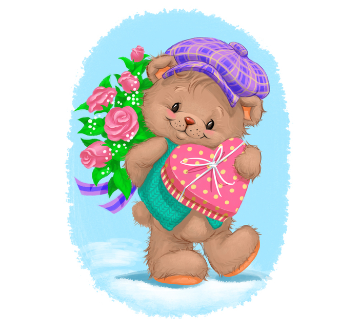 Медвежонок с букетом