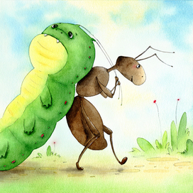 Муравей-добытчик. Иллюстрация для сборника стихов Мотуз Л.Г.