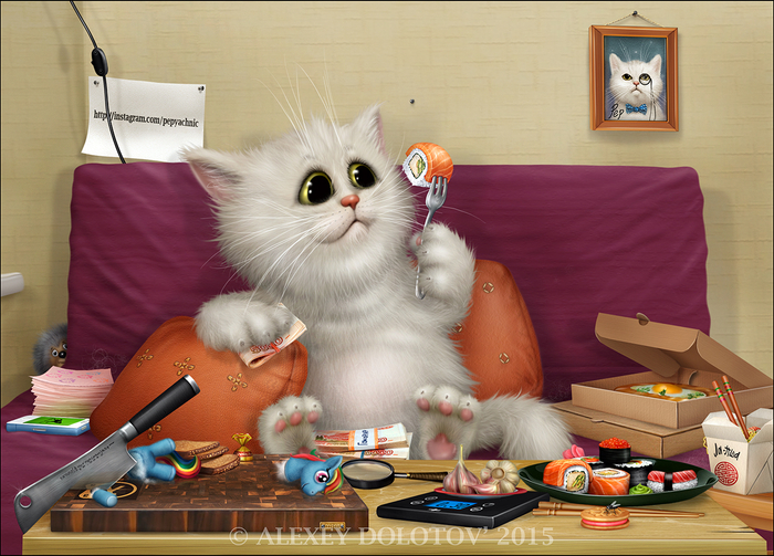 Кот Пепячник отрабатывает свой гонорар :))