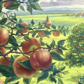 Пейзаж с яблоней.