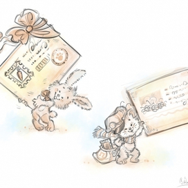 Зайчишка и котенок почтальон