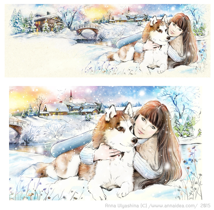 Зимний портрет с собакой