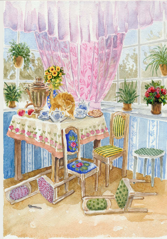 Рыжик чудит.