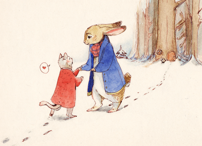 Кошка  и кролик