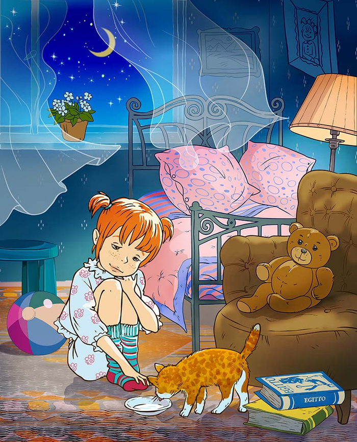 Даша встречает котенка