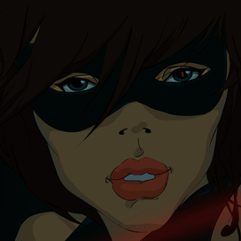 Девушка в маске. Портрет в анимационном стиле