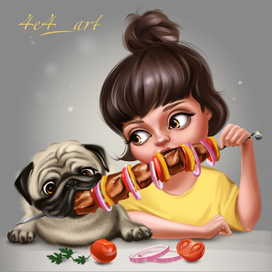 Девочка с мопсом 