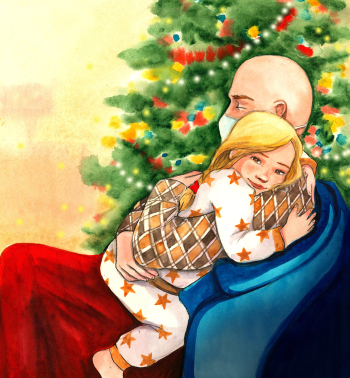 Папа приехал. Иллюстрация для книги М.иЮ.Беловых "Если пришла беда"