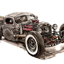 рисунок рэт-род автомобиля Iron Head ( Cop Killer )