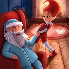 Иллюстрация к детской книге "Будильник Деда Мороза". Сказка