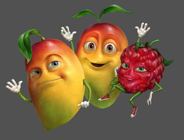 Реклама мороженного Эkzo "манго-малина". Персонажи.