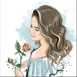 портрет девушка с розой