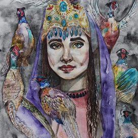 Девушка и Фазаны