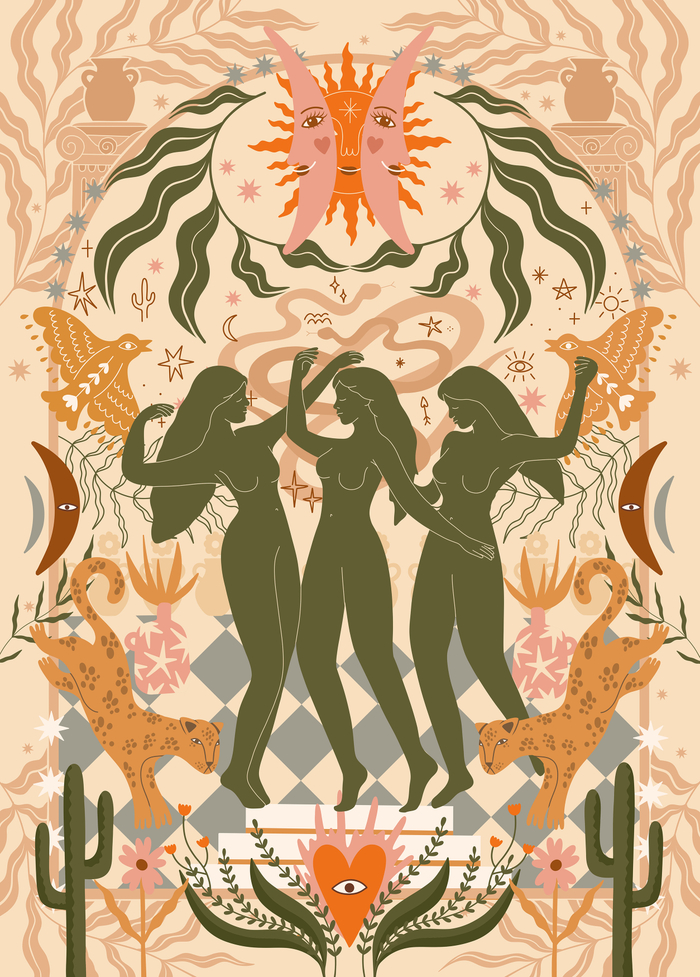 Танцующие музы. Иллюстрация для печати на пазлах для Elemental