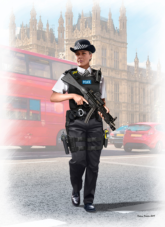 British female police officer (box art for ICM)