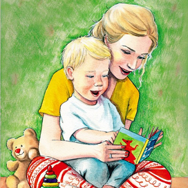 Мама и малыш. Для логопедической книги для малышей.