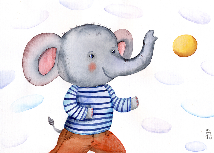 Слоненок с мячом