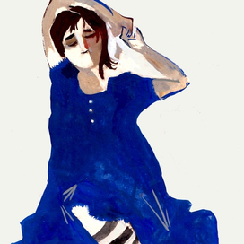 девочка в синем платье