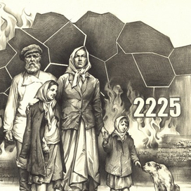 Эскиз для памятника сожжённым деревням  Новгородской области.