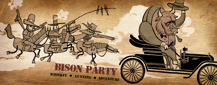 Вечеринка у Бизона. Виски, пальба из пистолетов, приключения