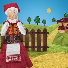 Иллюстрация к белорусской народной сказке "Из рога всего много"