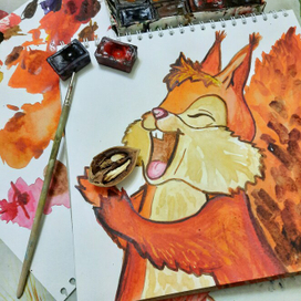 Белка с орешком