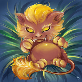 Малыш друид в огненной форме кота)