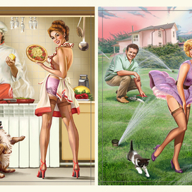 Рисунки для корпоративного календаря с девушками ( pin-ap)