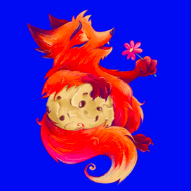 Иллюстрация для упаковки печенья. Лисенок Foxy