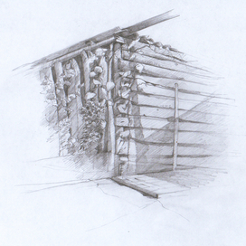 набросок старого сарая