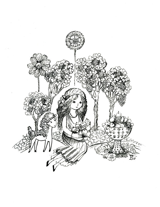 Девушка с фруктами