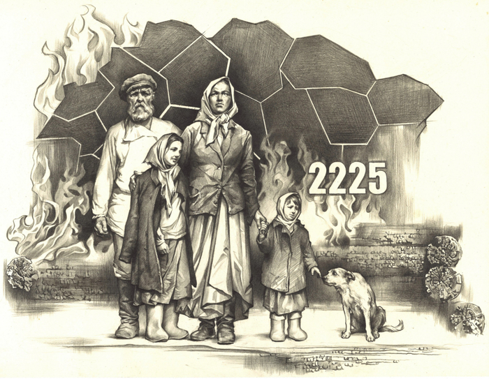 Эскиз для памятника сожжённым деревням  Новгородской области.