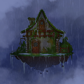 Домик под дождем