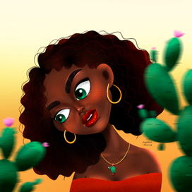 Девушка с кактусами