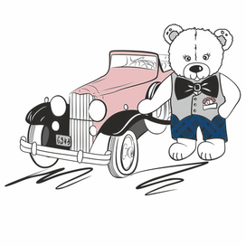 мишка возле автомобиля