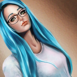 .девушка с синими волосами