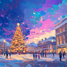 Новогодняя иллюстрация для чайного тубуса