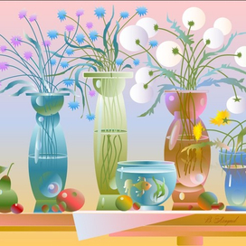 Иллюстрация. Натюрморт с рыбкой