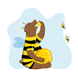 Honey bear for packaging design vector