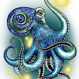 Осьминог эскиз тату. Эскиз татуировки. Космос. Octopus sketch, sur, blue, space, neotrad, tattoo flash, illustration. Fairy. Спрут.