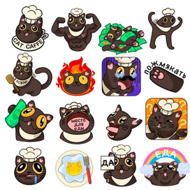 Стикер Пак для с котом поваром для Cat Caffe 