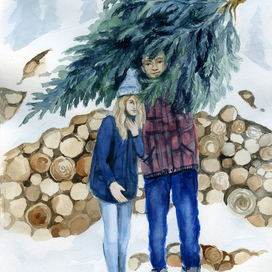 срубили нашу ёлочку под самый корешок