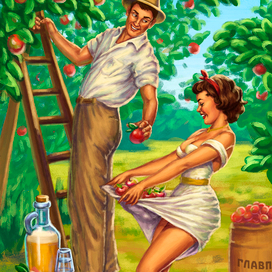 иллюстрация в стиле пин-ап для пивного паба