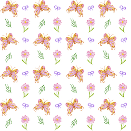 Легкий девичий принт с  розовими бабочками и цветами