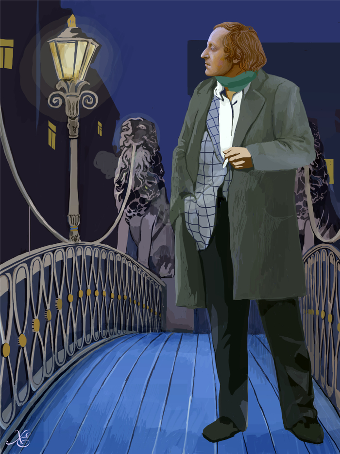 Иосиф Бродский на Львином мостике