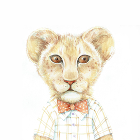 портрет львенка с бабочкой