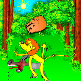 Иллюстрация к басне Эзопа про львиную шкуру