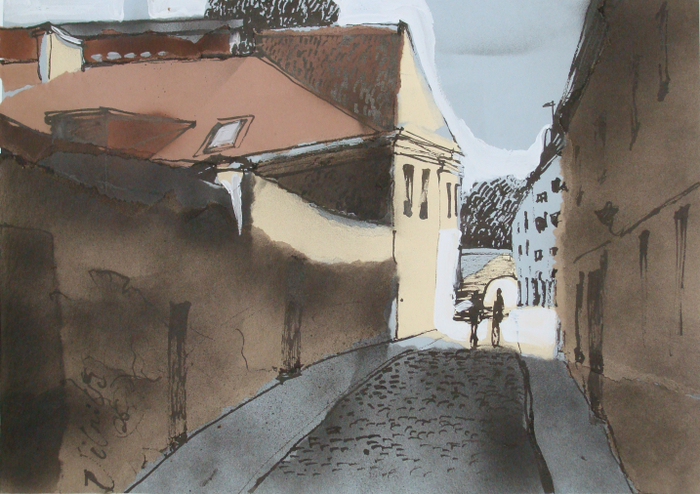 Прибалтийский альбом №2. Лист 16. Б., тушь, акриловый спрей, гуашь. 40х60