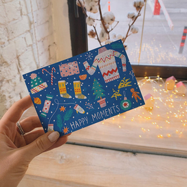 Открытка "Happy moments" для кофейни "The moments"